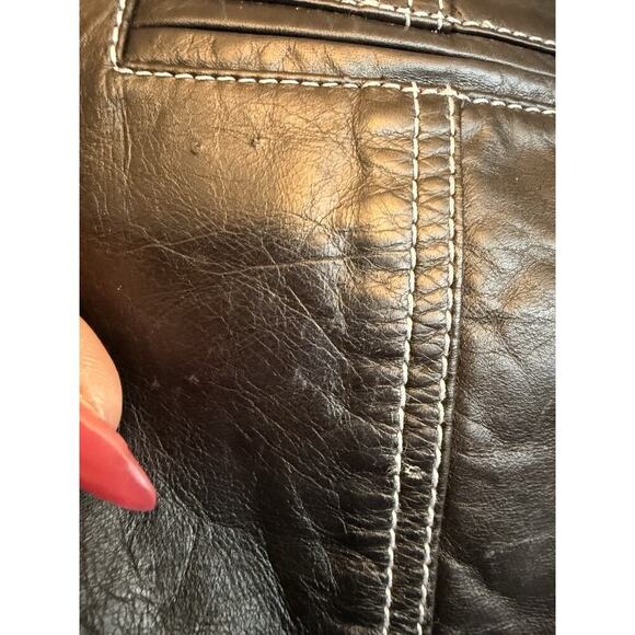 Proenza Schouler Size 8/10 M 100% Leather Midi Skirt Contrast Stitch - Picture 9 of 10